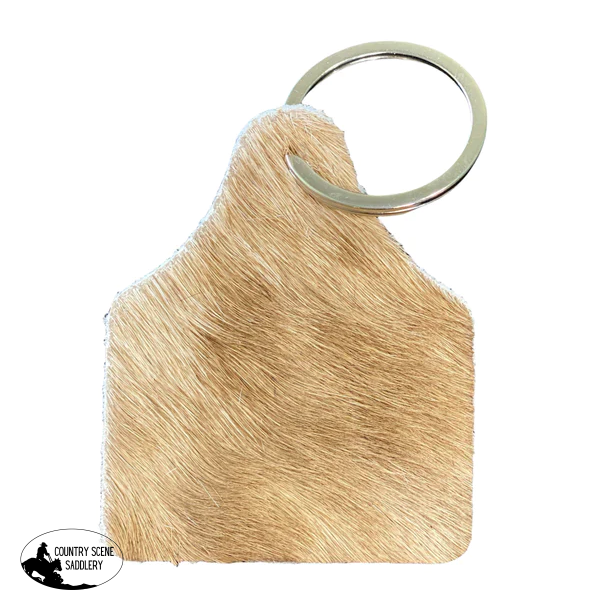 A7577 Hide Leather Cattle Tag Keychain Key Rings