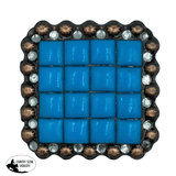 New! A8090 - Square Antique Copper Berry with Blue Stone Concho Scarf Slide - Country Scene Saddlery and Pet Supplies