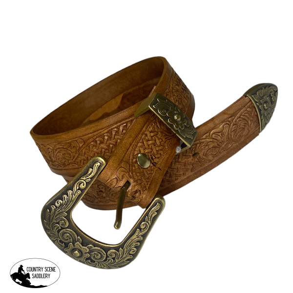 A8239 - 38 Hand Tooled Leather Belt Western Belts