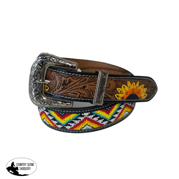 A8462 - Sunflower Leather Hand Carved Western Belt 34 Belts