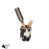 A8839 - Wooden Utensils Holder w Cowhide COWHIDE - RUGS - 100% Hair on Hide Floor Rug