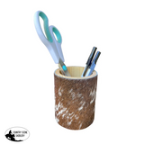 A8841 - Wooden Utensil Holder w Cowhide COWHIDE - RUGS - 100% Hair on Hide Floor Rug