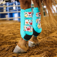 Apex Sport Boots - Aqua Floral Horse Boots & Leg Wraps