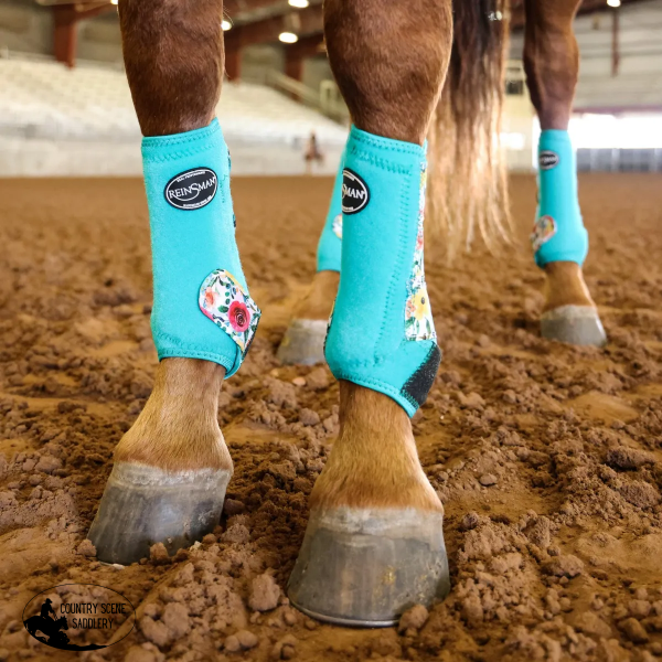 Apex Sport Boots - Aqua Floral Horse Boots & Leg Wraps