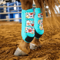 Apex Sport Boots - Aqua Floral Horse Boots & Leg Wraps