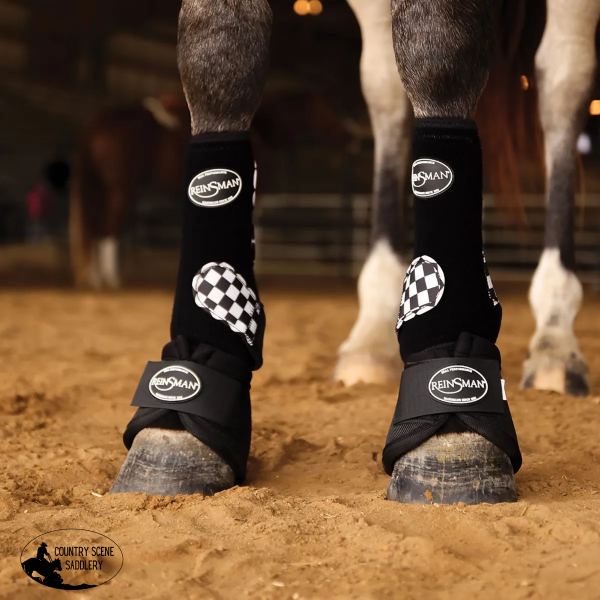 Apex Sport Boots - Black Checkered Horse Boots & Leg Wraps