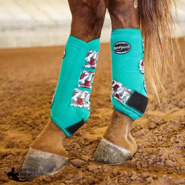 Apex Sport Boots - Emerald Cactus Rose Horse Boots & Leg Wraps
