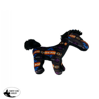 Aztec Print Stuffed 8 Horse. Black Cutting Saddle