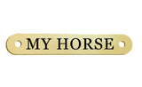 New! Black Leather Halter - Patent Piping with Engraved Horse Nameplate