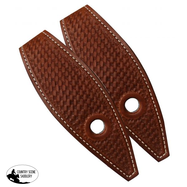 Basket Tooled Leather Slobber Straps. Reins