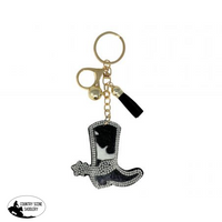 Bedazzled Boot Hair On Cowhide Keychain With Clip And Tassel Giftware