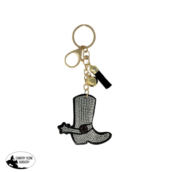 Bedazzled Boot Keychain With Clip And Tassel Giftware