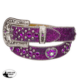 Belt - Western - Girls Sparkling with Heart Concho - - Country Scene Saddlery and Pet Supplies
