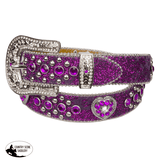 Belt - Western - Girls Sparkling with Heart Concho - - Country Scene Saddlery and Pet Supplies