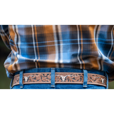 Belt - Western Leather Tooled With White Longhorn Unisex