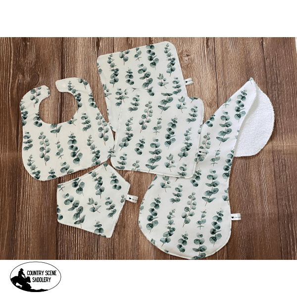 Bib Burp & Wash Cloth Set - Eucalyptus Nappy Wallets