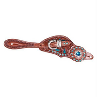 New!billy Royal® Bling Ladies Large Crystal Concho Spur Straps Posted.* Turquoise