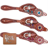 New!billy Royal® Bling Ladies Large Crystal Concho Spur Straps Posted.*