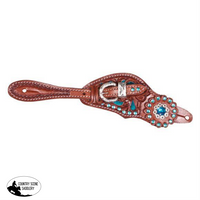 New!billy Royal® Bling Ladies Large Crystal Concho Spur Straps Posted.* Turquoise