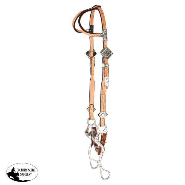 Billy Royal® Studded Diamond Tooled Two Ear Headstall New Item Show Bridle
