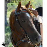 BRONCO BLUE TEXAS FLOWER BROWBAND HEADSTALL AND BREASTCOLLAR SET