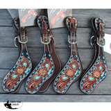 BRONCO BLUE TEXAS FLOWER SPUR STRAPS - spur straps
