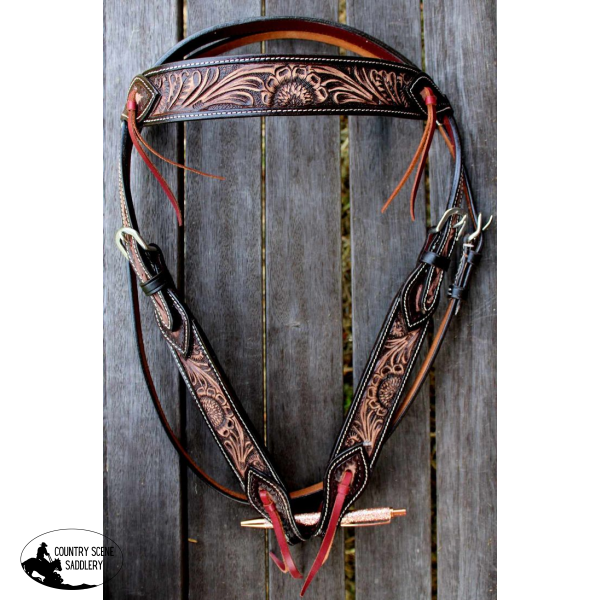 Browband Floral Bridle With Tie Bit Ends- Css016