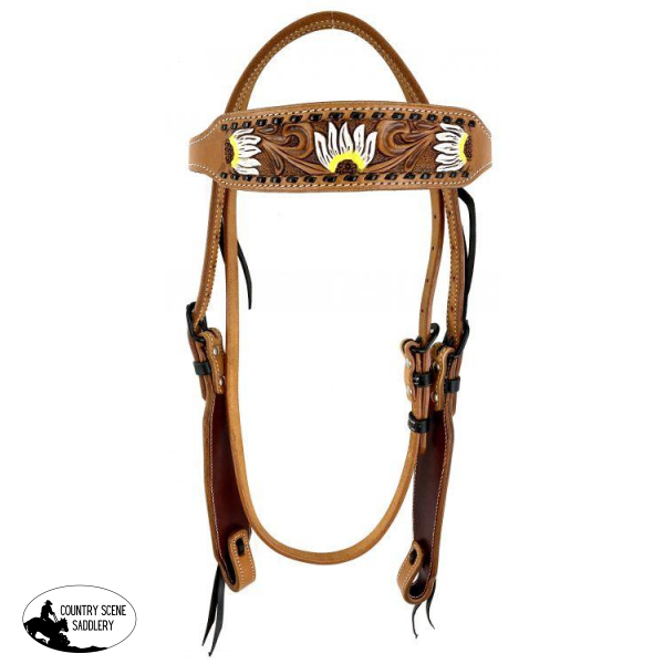 New! Browband Headstall With Hand Painted Sunflowers. #western Bridles