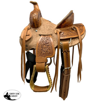 Buffalo Saddlery Hard Seat High Back Ranch Roper Style Saddle - 10 Inch Youth Roping