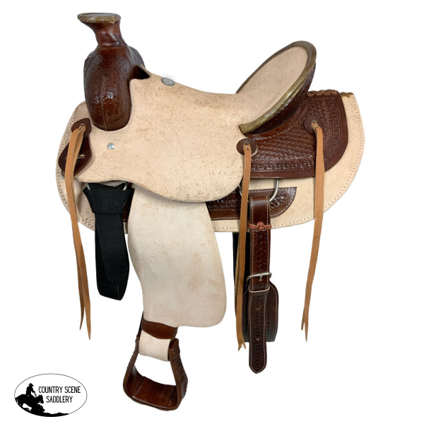 Buffalo Saddlery Rugged Outlaw Natural Roughout Roper Style Saddle - 16 Inch Western