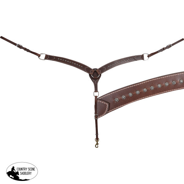 Cashel 1.75″ Antiqued Dots Breastcollar Chocolate Breastplate