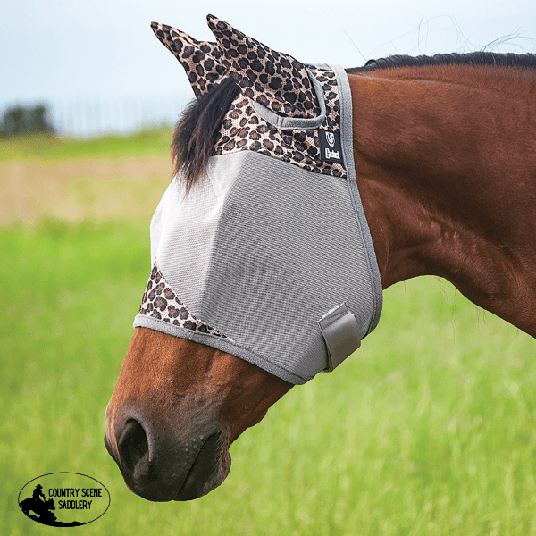 Cashel Crusader Designer Fly Mask Standard With Ears Leopard Print Veils