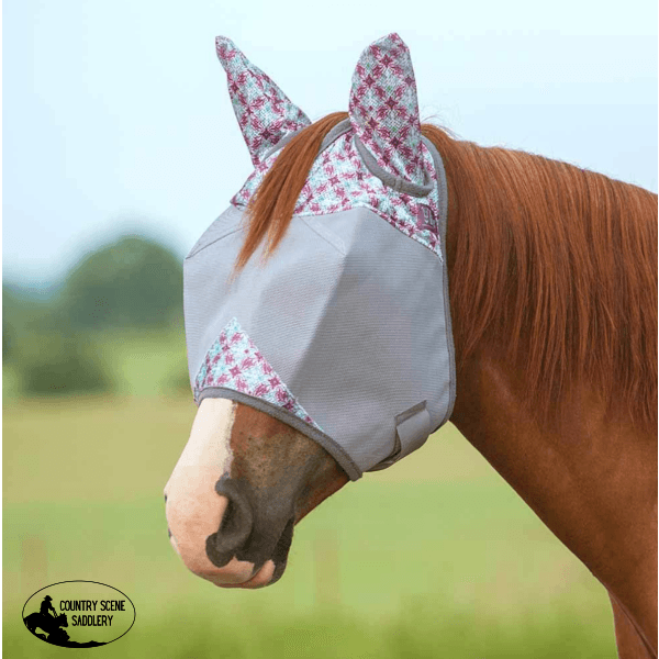 Cashel Crusader Designer Fly Mask Standard With Ears Plum Flash Veils