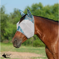 Cashel Crusader Designer Fly Mask Standard With Ears Teal Tribal Veils