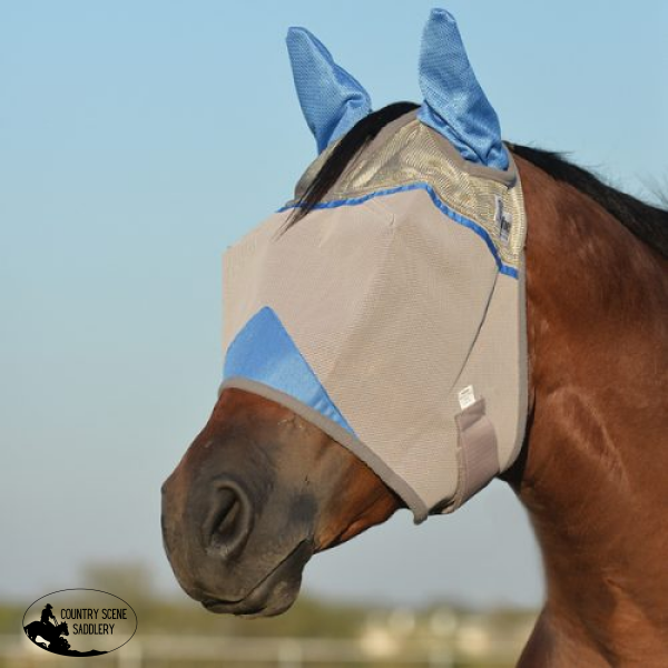 Cashel Crusader Fly Mask Standard With Ears Blue Rugs