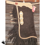 CH-12 Showman ® Chocolate suede chinks with Argentina basket Stamp tooling. - Country Scene Saddlery and Pet Supplies