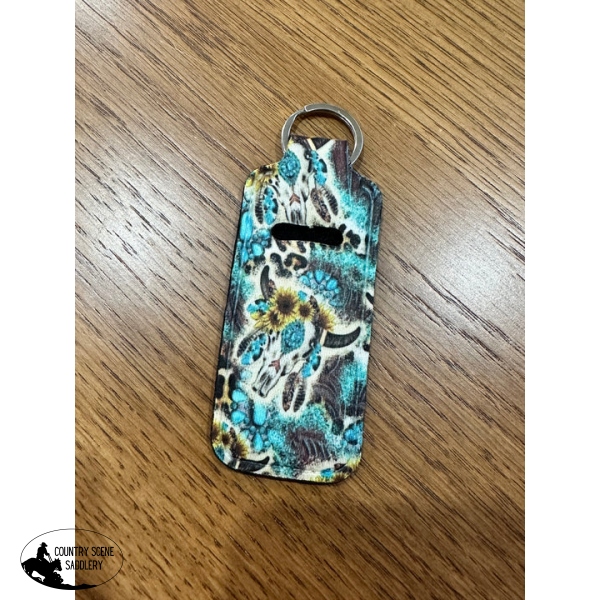 Chap Stick Holder - Turquoise Bull Skull Giftware