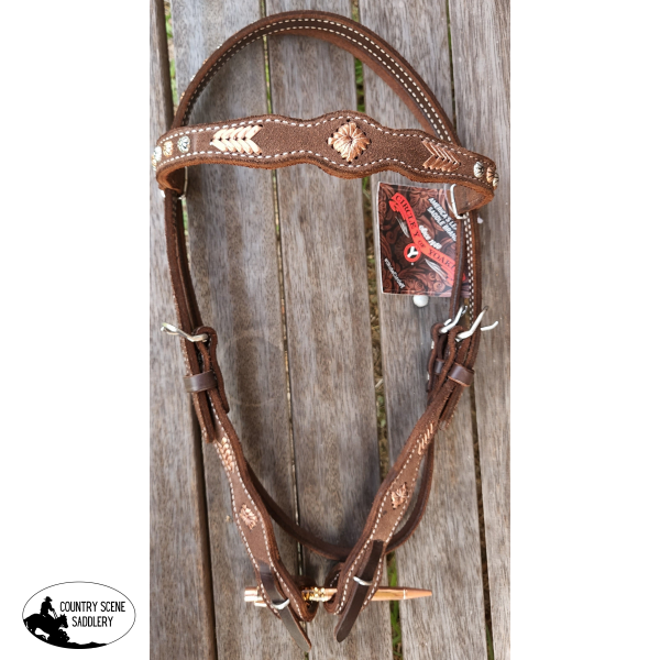 Chocolate Roughout Shaped Browband Headstall