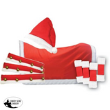 New! Christmas Horse Riding Set - Santa Hat Quarter Sheet Leg Wraps 3 Piece Bridle