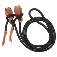 Cord Roping Reins With Slobber Straps Black