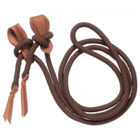 Cord Roping Reins With Slobber Straps Brown