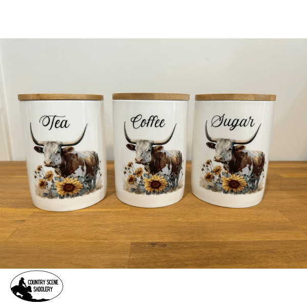 Country Storage Canisters - Sunflower Longhorn Collection Gift Items