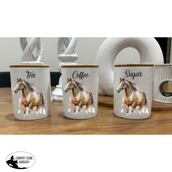 Country Storage Canisters - Watercolour Horse Collection Gift Items