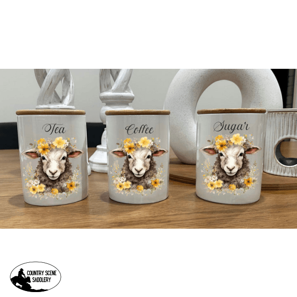 Country Storage Canisters - Yellow Flower Sheep Collection Gift Items