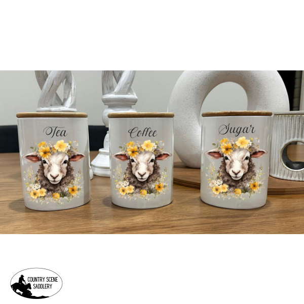 Country Storage Canisters - Yellow Flower Sheep Collection Gift Items
