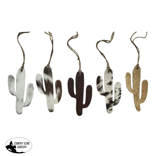 Cowhide Western Leather Christmas Ornaments - Cactus Stocking