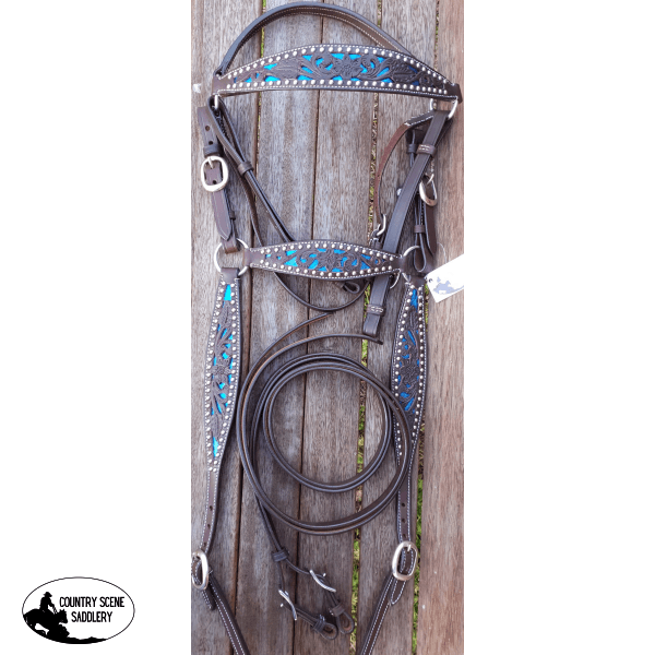 Css Barcoo/ Stockmans Breastcollar- Blue Glitter Inlay Bridles