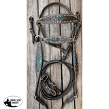 CSS Barcoo/ Stockmans Breastcollar- Teal Glitter Inlay - Country Scene Saddlery and Pet Supplies