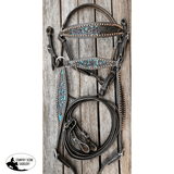 CSS Barcoo/ Stockmans Breastcollar- Teal Glitter Inlay - Country Scene Saddlery and Pet Supplies