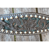 CSS Barcoo/ Stockmans Breastcollar- Teal Glitter Inlay - Country Scene Saddlery and Pet Supplies